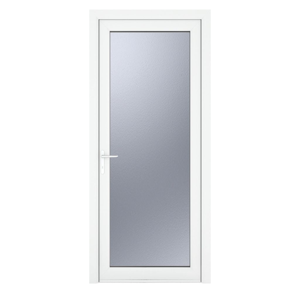 Image of Crystal Fully Glazed 1-Obscure Light RH White uPVC Back Door 2090mm x 920mm 