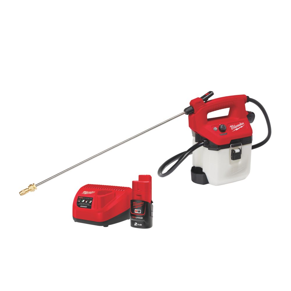 Image of Milwaukee M12 BHCS3L-201 12V 1 x 2.0Ah Li-Ion RedLithium Cordless Sprayer 3.7Ltr 
