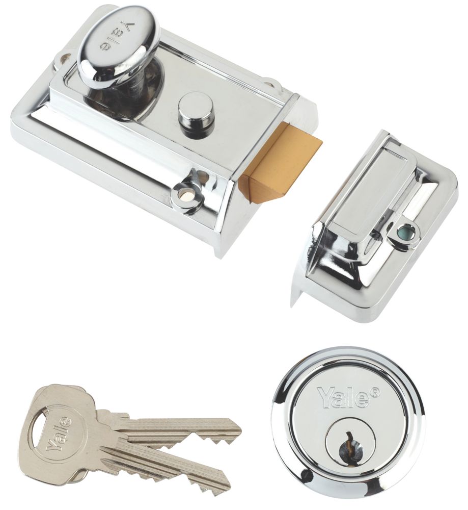 Image of Yale 77 Traditional Night Latch Polished Chrome-Plated 60mm Backset 