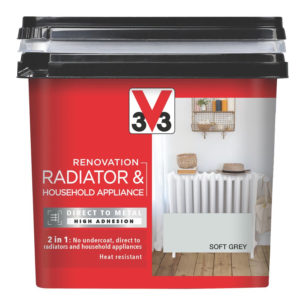 Image of V33 Radiator & Household Appliance Paint Soft Grey Satin 750ml 