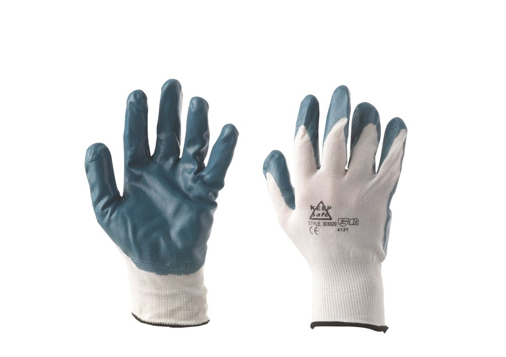 Image of Keep Safe Nitrile-Coated Gloves Grey Medium 