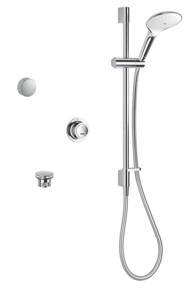 Image of Mira Mode Dual Gravity-Pumped Rear-Fed Chrome Thermostatic Digital Bath/Shower Mixer 