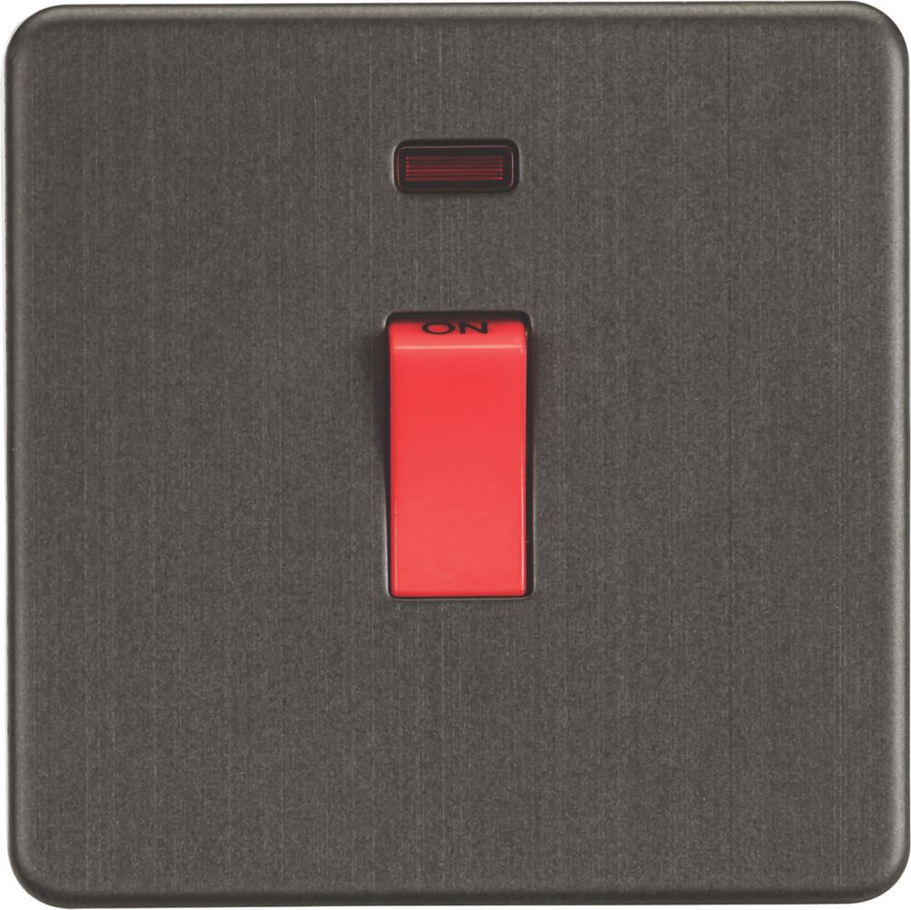 Image of Knightsbridge 45A 1-Gang DP Control Switch Smoked Bronze with LED 