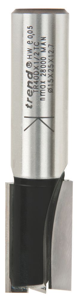 Image of Trend TR40DX1/2TC 1/2" Shank Double-Flute Straight Router Cutter 15mm x 25mm 