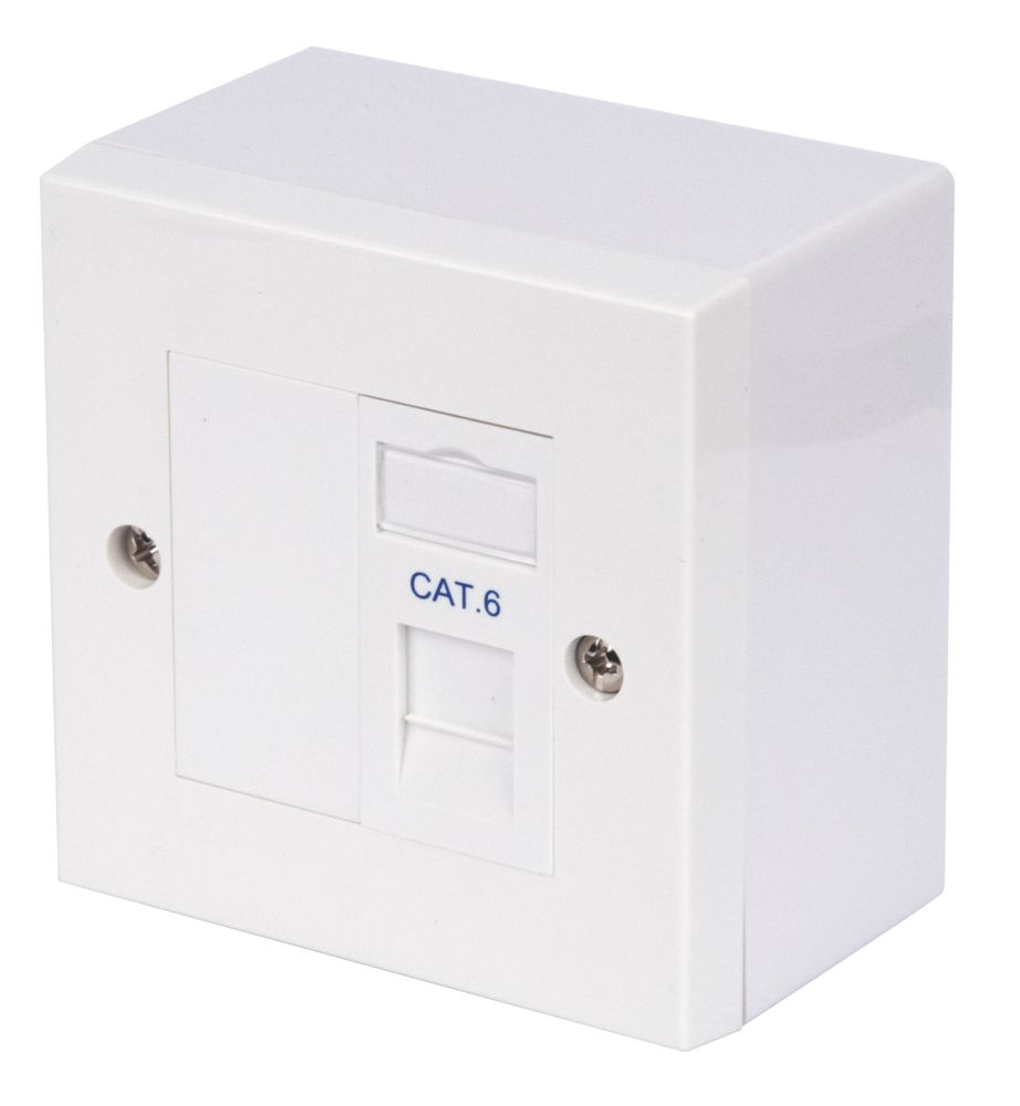 Image of Philex Cat 6 1 Port RJ45 Ethernet Socket White 