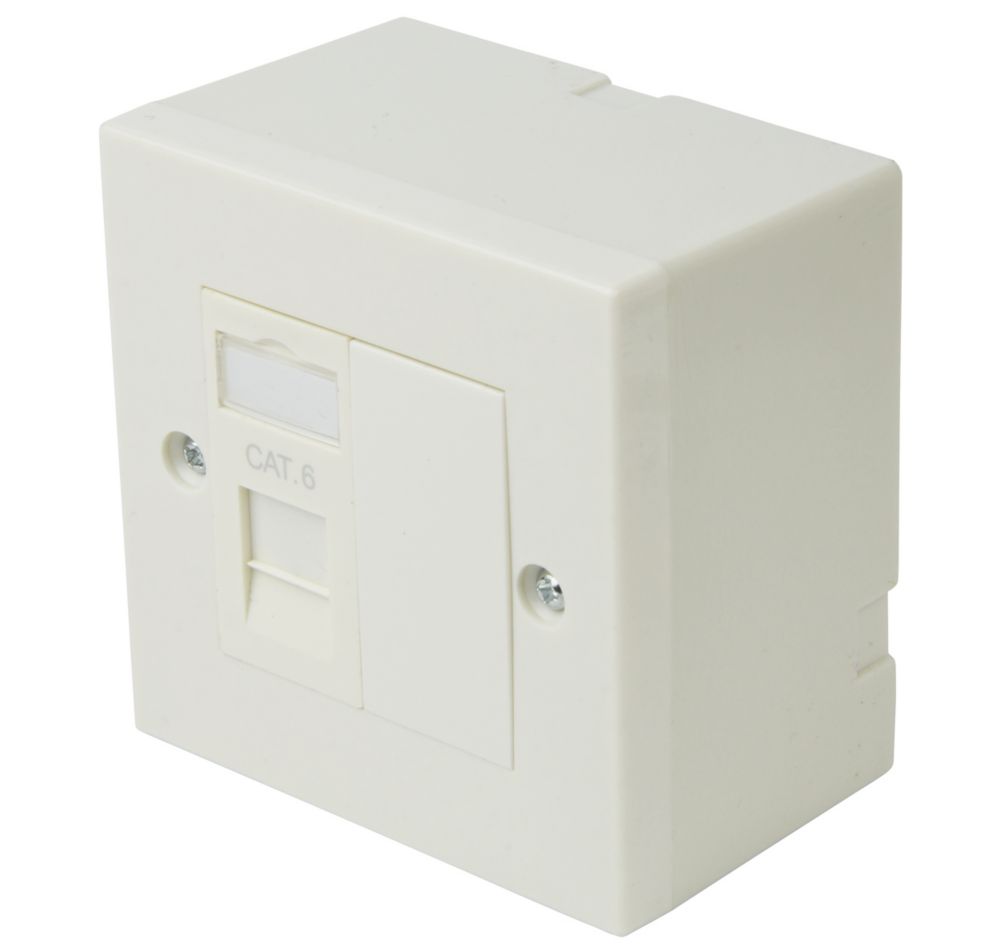 Image of Philex Cat 6 1 Port RJ45 Ethernet Socket White 