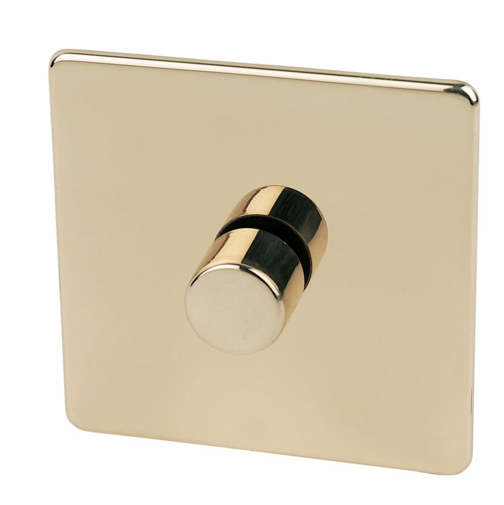 Image of Crabtree Platinum 1-Gang 2-Way Dimmer Switch Polished Brass 