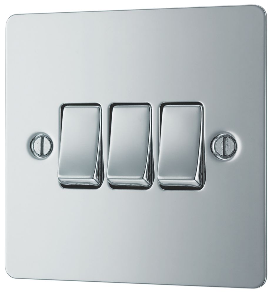 Image of LAP 10AX 3-Gang 2-Way Light Switch Polished Chrome 