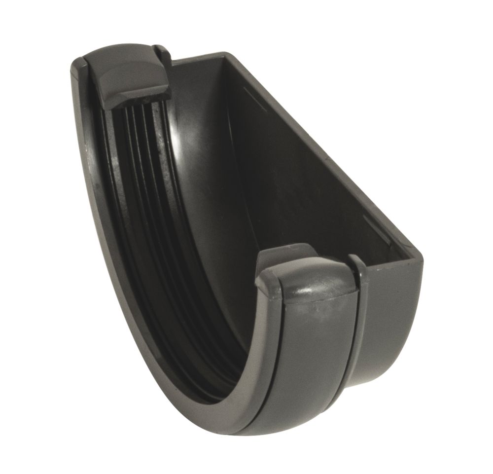 Image of FloPlast Half Round External Stop End Anthracite Grey 112mm 
