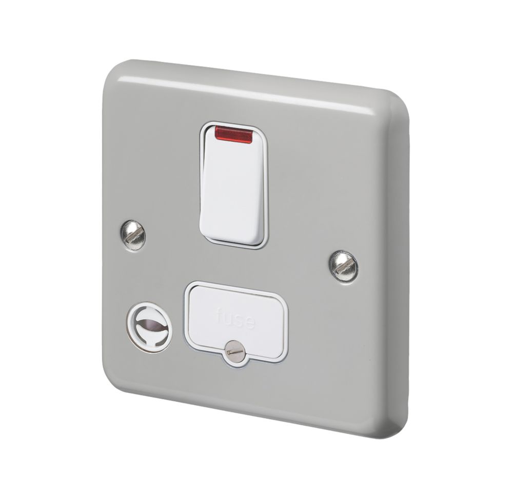 Image of MK Contoura 13A Switched Fused Spur & Flex Outlet with Neon Grey with White Inserts 