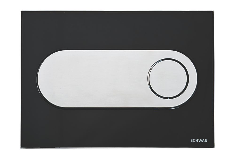 Image of Fluidmaster Schwab Circle 256719 Dual-Flush Flushing Plate Black Glass 