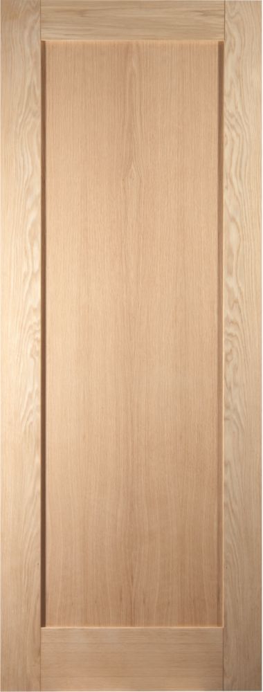 Image of Jeld-Wen Unfinished Oak Veneer Wooden 1-Panel Shaker Internal Door 1981mm x 686mm 
