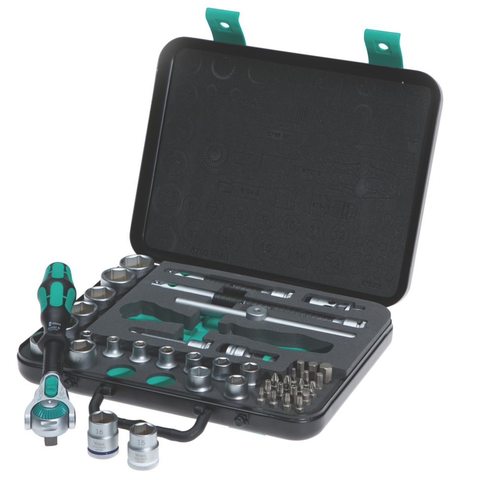 Image of Wera Zyklop 3/8" Drive 5-in-1 Ratchet, Socket & Bit Set 43 Pieces 
