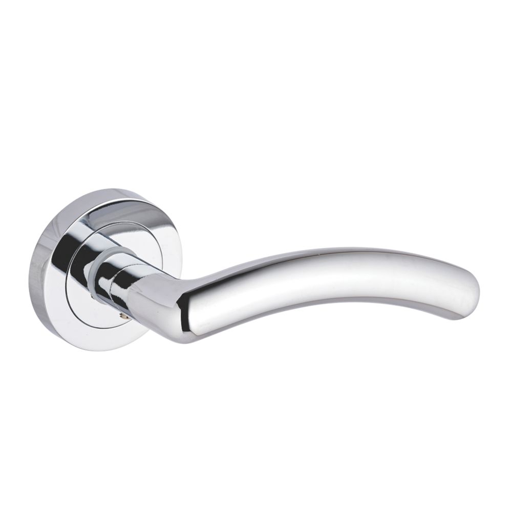 Image of Smith & Locke Bourne Fire Rated Lever on Rose Door Handles Pair Polished Chrome 