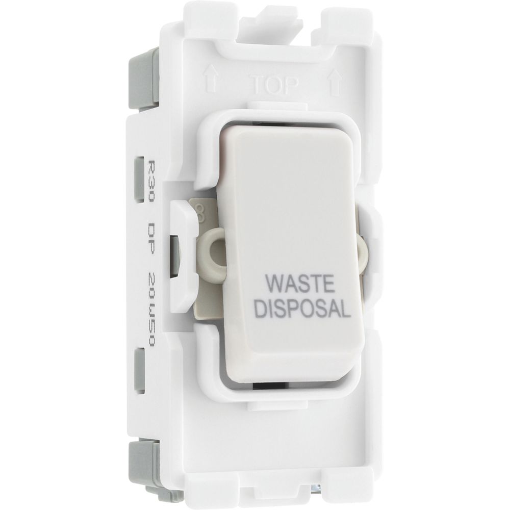 Image of British General Nexus Grid 20A Grid DP 'Waste Disposal' Printed Switch White 
