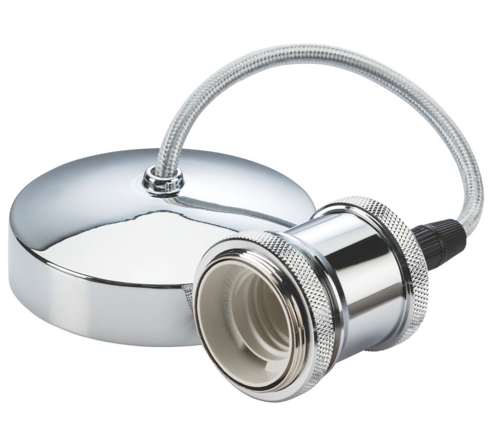 Image of Knightsbridge 6" Vintage Pendant Light Fitting ES Polished Chrome 3 1/2" 