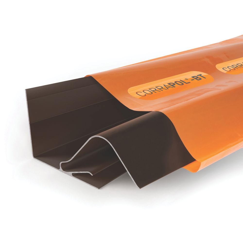 Image of Corrapol-BT Rock n Lock Aluminium Wall Side Flashing Brown 130 x 70mm x 6m 