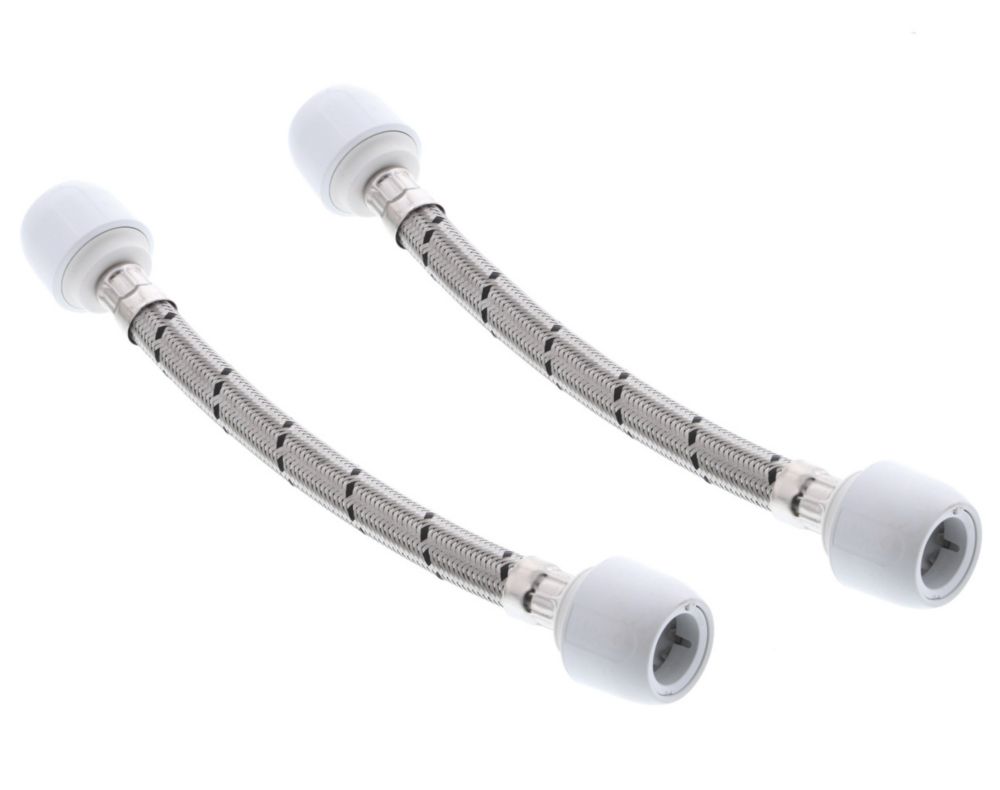 Image of Hep2O Push-Fit Connection Flexible Tap Connectors 22mm x 22mm x 300mm 2 Pack 