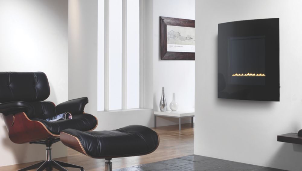 Image of Focal Point Ebony Black Rotary Control Wall-Mounted Gas Flueless Fire 520mm x 620mm 