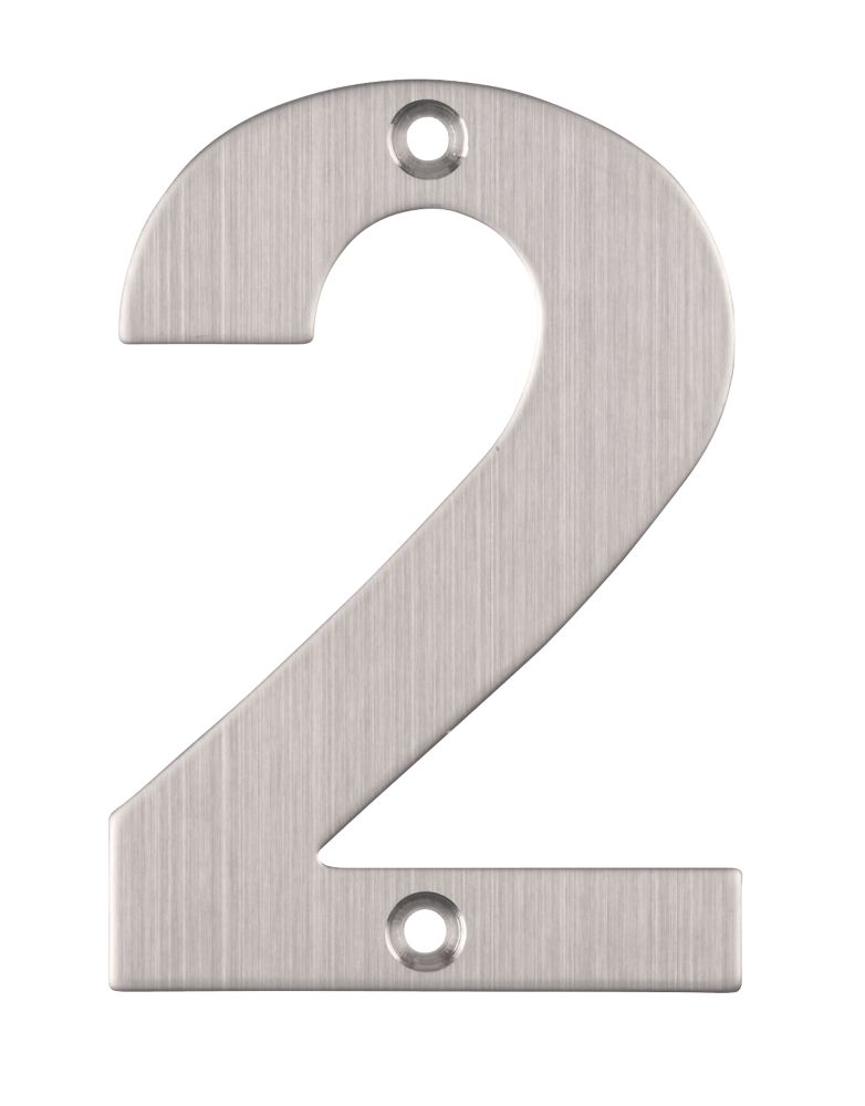 Image of Eclipse Door Numeral 2 Satin Stainless Steel 102mm 