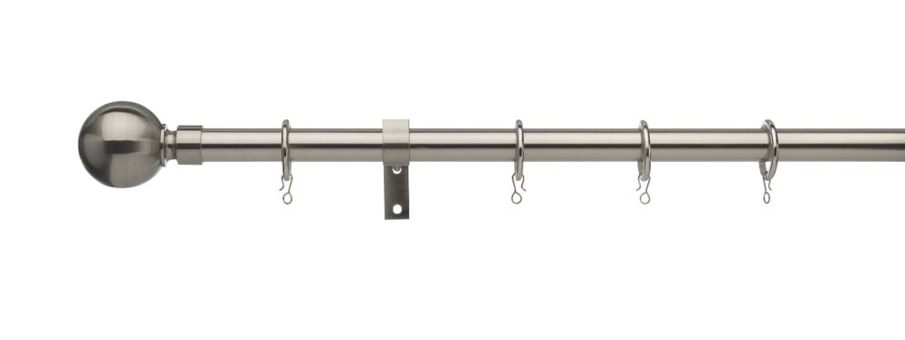 Image of Universal Metal Extendable Curtain Pole Satin Steel 16/19mm x 1.2-2m 