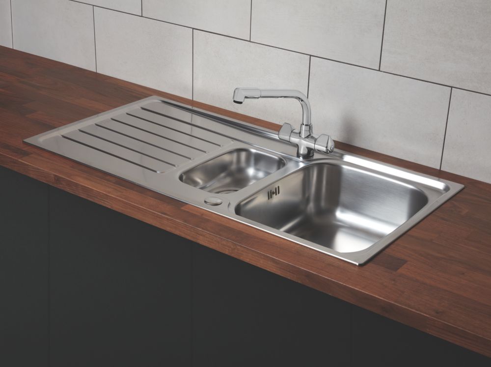 Image of Franke Reno / Danube 1.5 Bowl Stainless Steel Inset Sink & Mixer Tap 1000mm x 500mm 