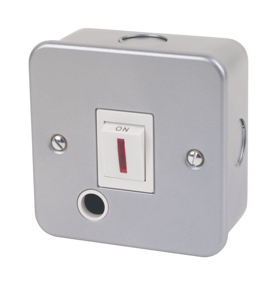 Image of 20A 1-Gang DP Metal Clad Control Switch with Neon with White Inserts 