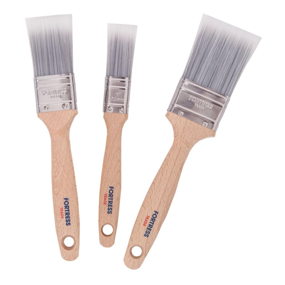 Image of Fortress Trade Flat Paint Brush Set 3 Piece Set 