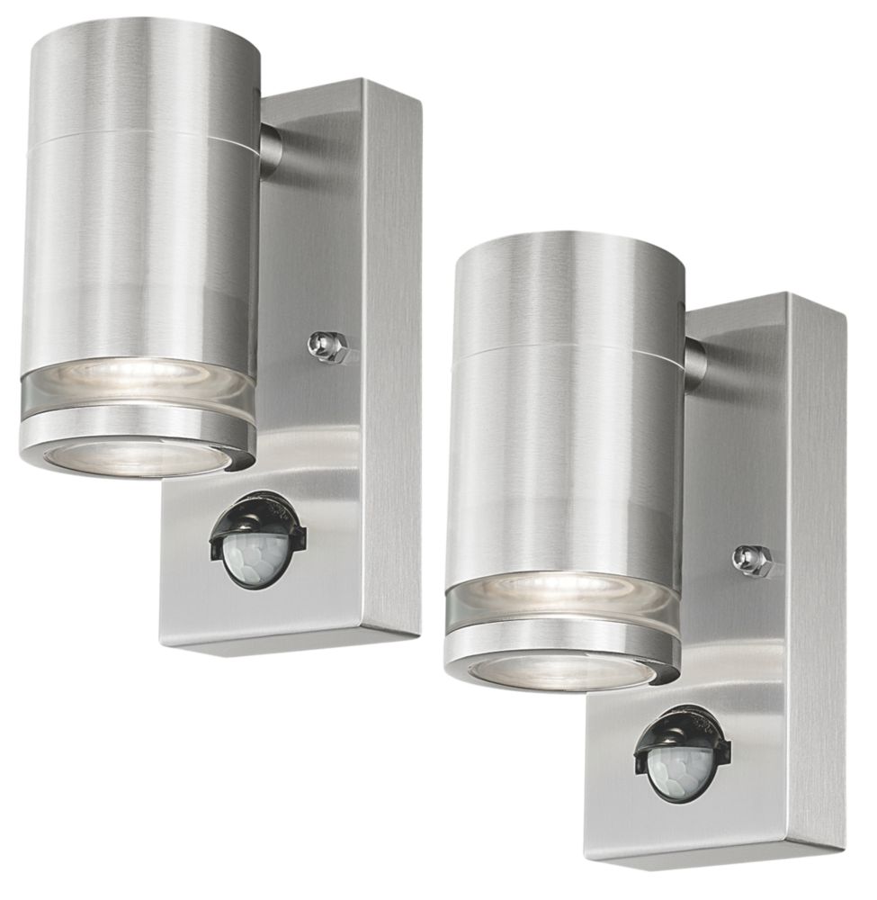 Image of 4lite Marinus Outdoor Wall Light With PIR & Photocell Sensor Stainless Steel 2 Pack 
