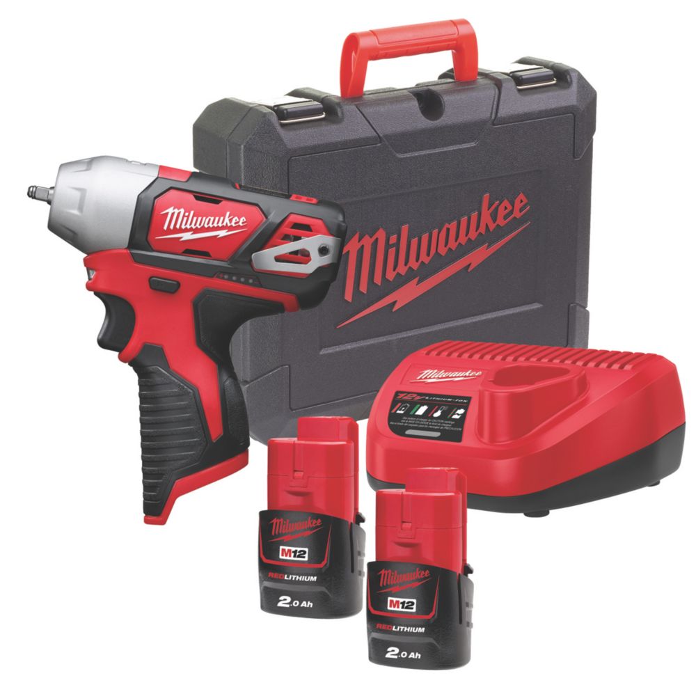 Image of Milwaukee M12 BIW14-202C 12V 2 x 2.0Ah Li-Ion RedLithium Cordless Sub Compact Impact Wrench 