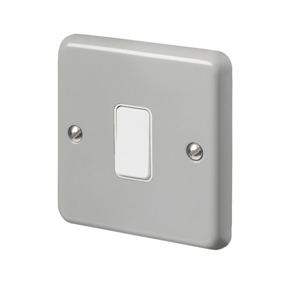 Image of MK Contoura 10A 1-Gang 2-Way Switch Grey with White Inserts 