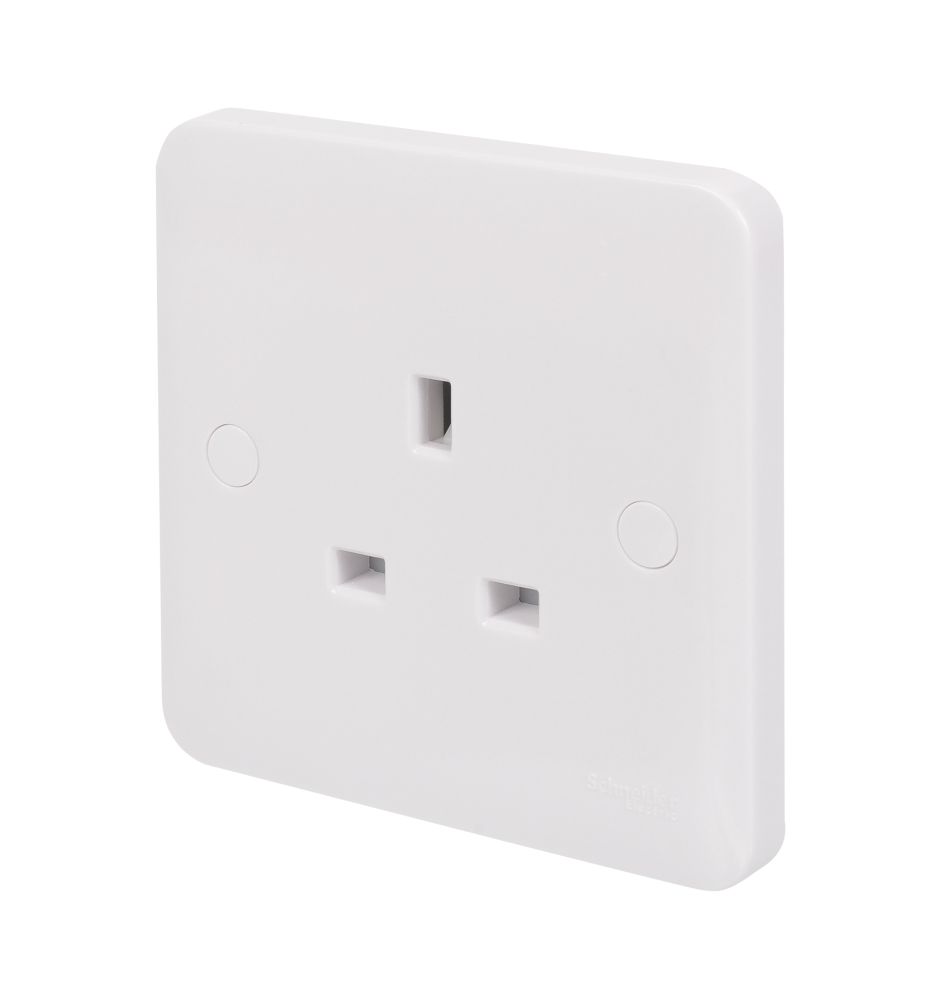 Image of Schneider Electric Lisse 13A 1-Gang Unswitched Plug Socket White 