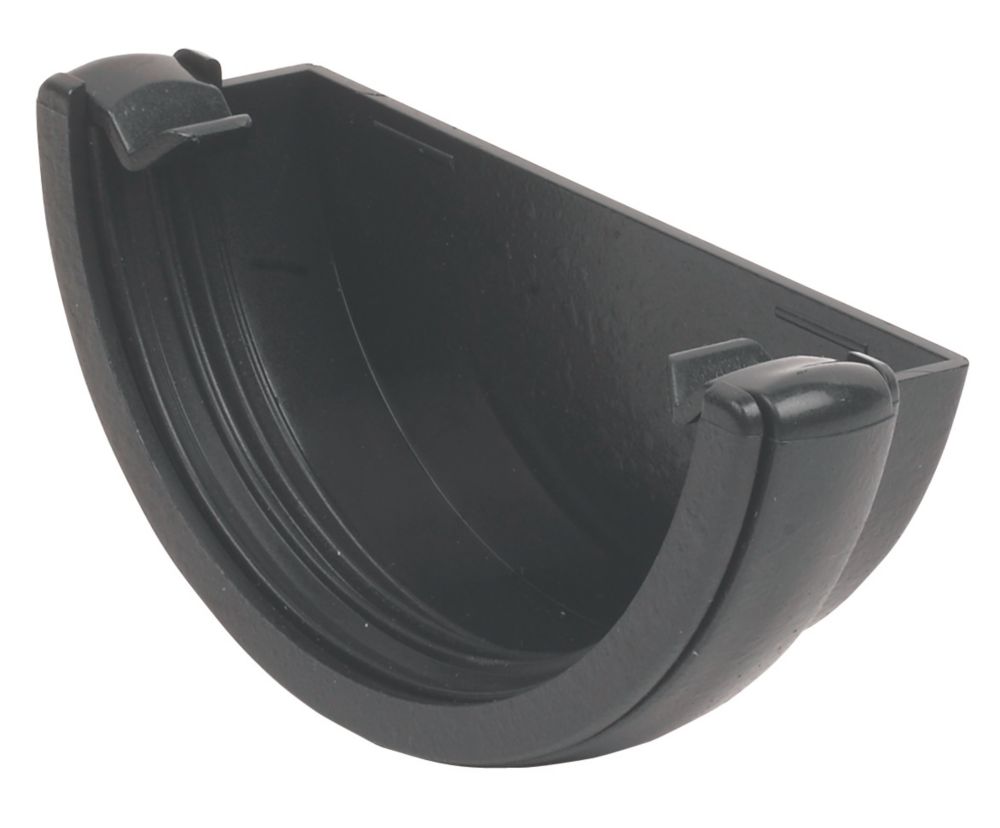 Image of FloPlast Cast Iron Effect Half Round External Stop End Black 112mm 