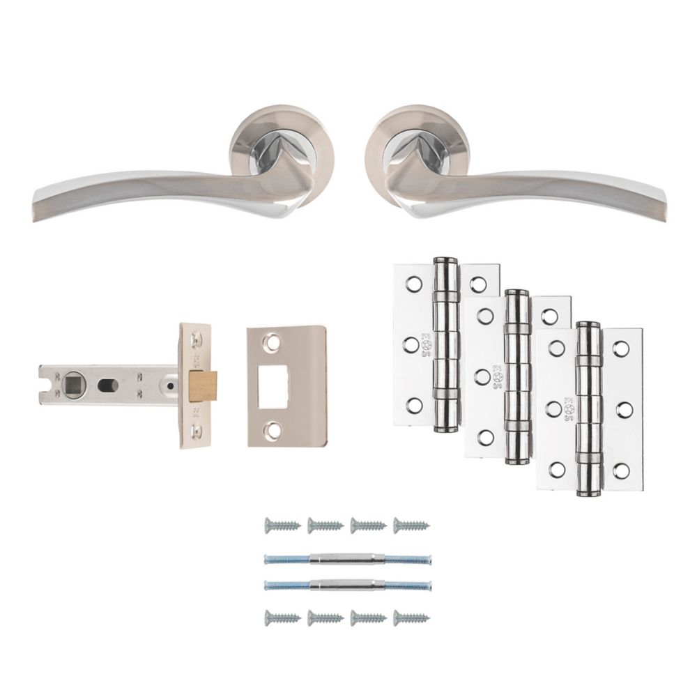 Image of Carlisle Brass Sines Door Handle Pair Satin Nickel 