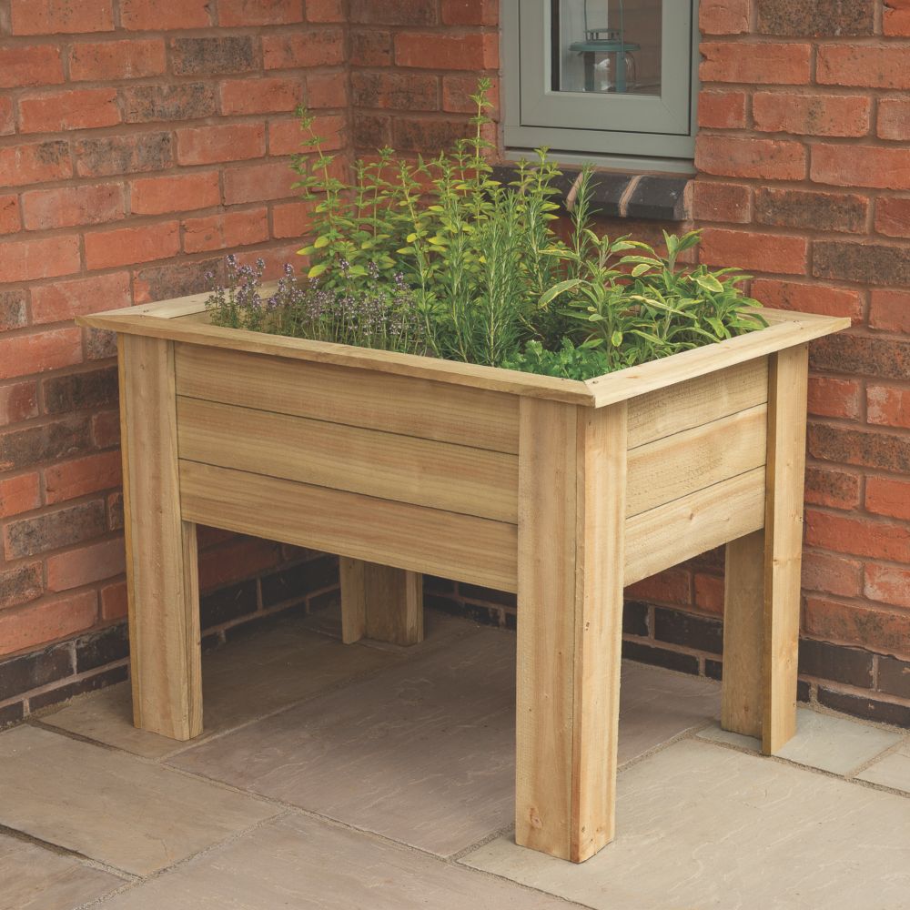 Image of Forest Rectangular Garden Planter Natural Timber 1000mm x 700mm x 700mm 