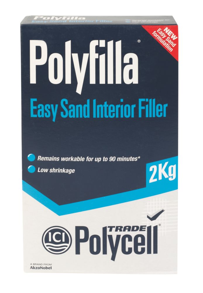 Image of Polycell Trade Polyfilla Easy Sand Interior Filler White 2kg 