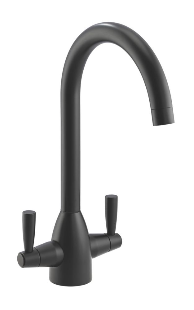 Image of Abode Zermat Swan Dual-Lever Mono Mixer Matt Black 