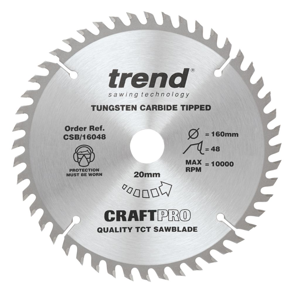 Image of Trend CraftPo CSB/16048 Wood Circular Saw Blade 160mm x 20mm 48T 