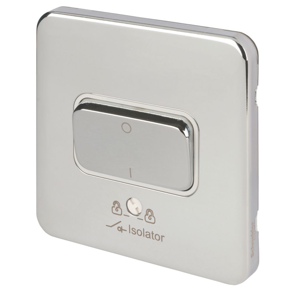 Image of Schneider Electric Lisse Deco 10A 1-Gang 3-Pole Fan Isolator Switch Polished Chrome with White Inserts 