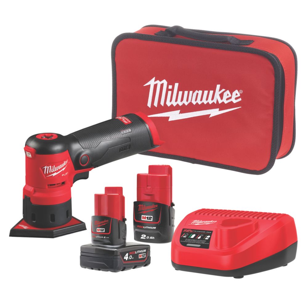 Image of Milwaukee M12FDSS-422X 12V 2 x 4.0 / 2.0Ah Li-Ion RedLithium Brushless Cordless Sub Compact Spot Sander 
