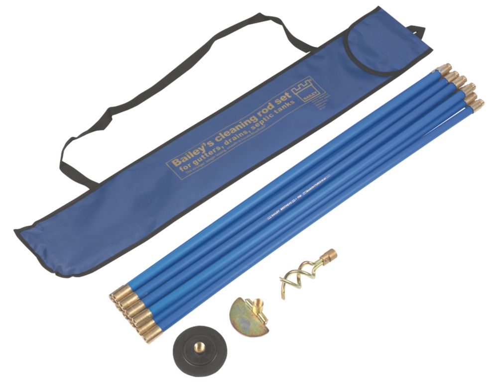 Image of Bailey 19mm Blue Brass Jointed Drain Rod Set 9.14m 