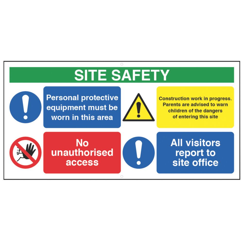 Image of "Site Safety All Visitors" Sign 610mm x 1220mm 