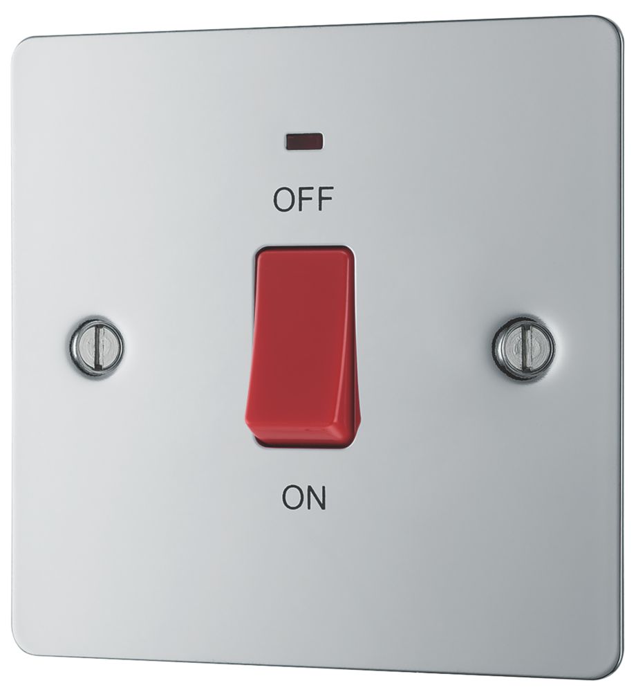 Image of LAP 45A 1-Gang DP Cooker Switch Polished Chrome with LED 