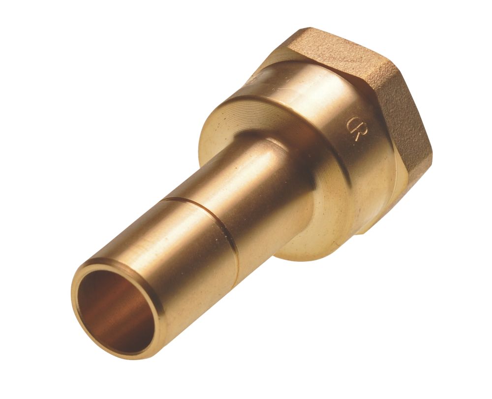 Image of Hep2O Brass Push-Fit Adapting Female Coupler 15mm x 1/2" 