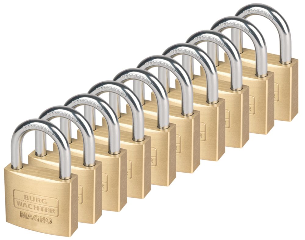 Image of Burg-Wachter Brass Keyed Alike Padlocks 40mm 10 Pack 