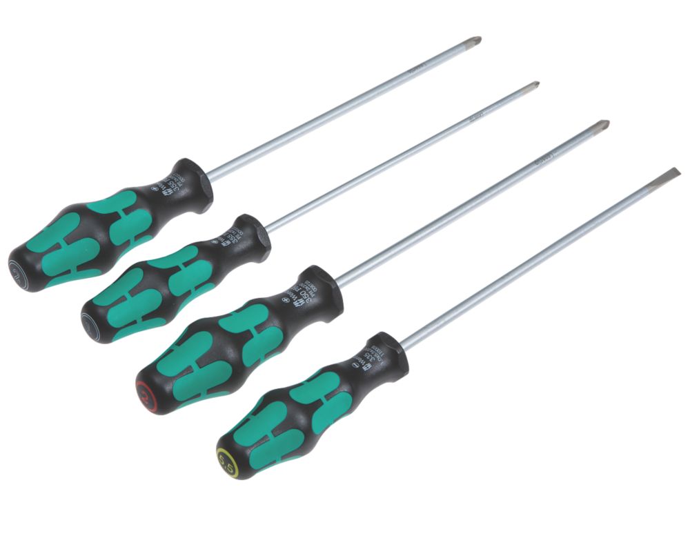 Image of Wera Kraftform Plus Mixed Long Reach Lasertip Screwdriver Set 4 Pieces 