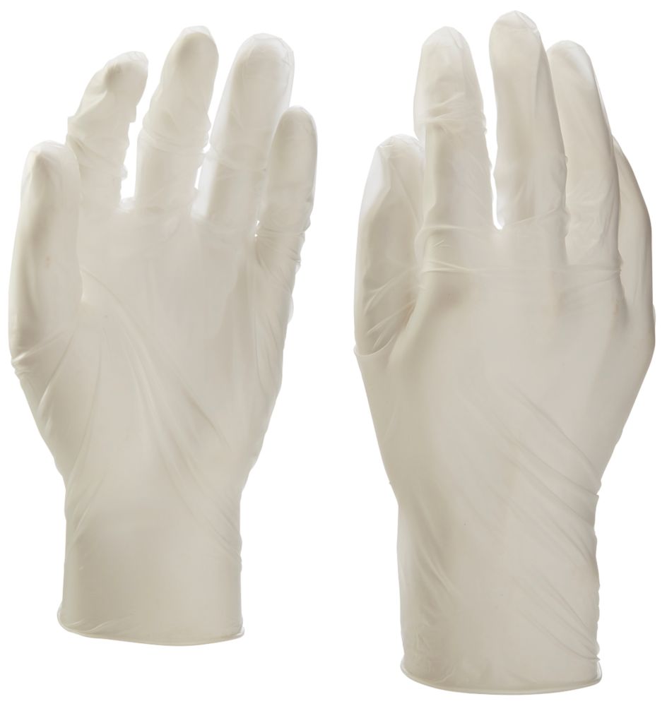 Image of Vinyl Powder-Free Disposable Gloves White Large 100 Pack 