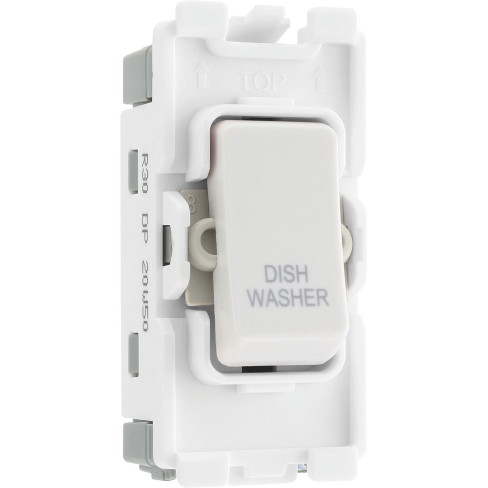 Image of British General Nexus Grid 20A Grid DP Dishwasher Switch White 