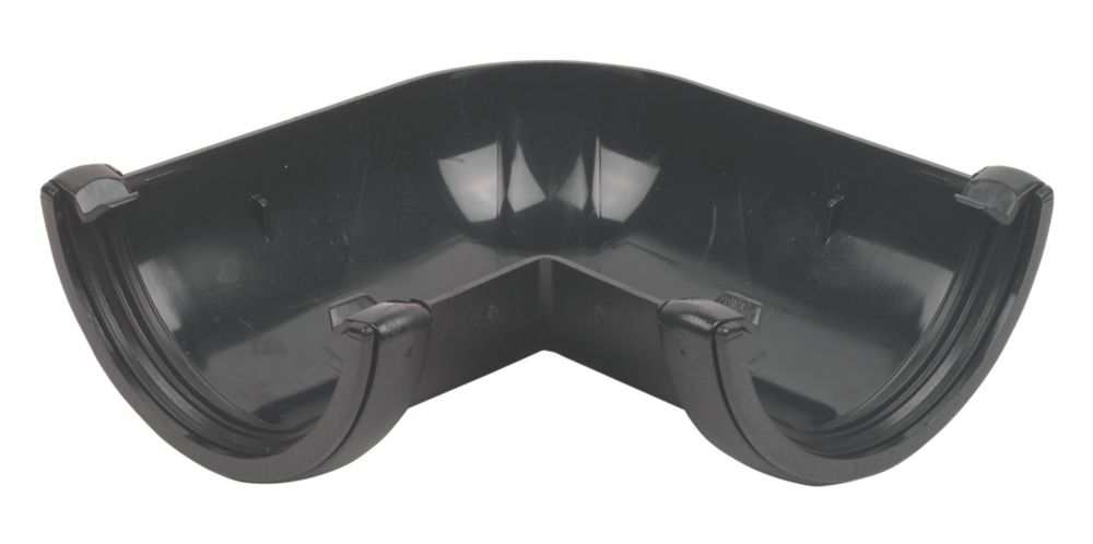 Image of FloPlast Cast Iron Effect 90Â° Half Round Angle Black 112mm 