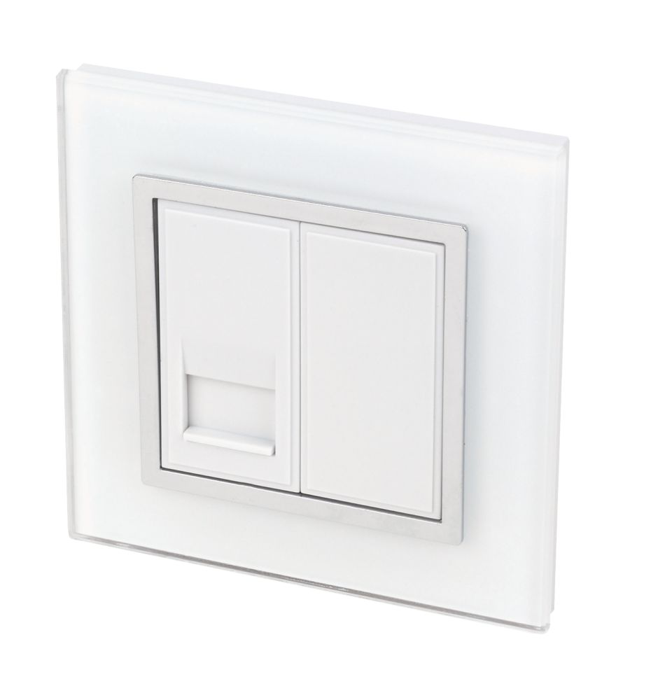Image of Retrotouch Crystal Master Telephone Socket White Glass with White Inserts 